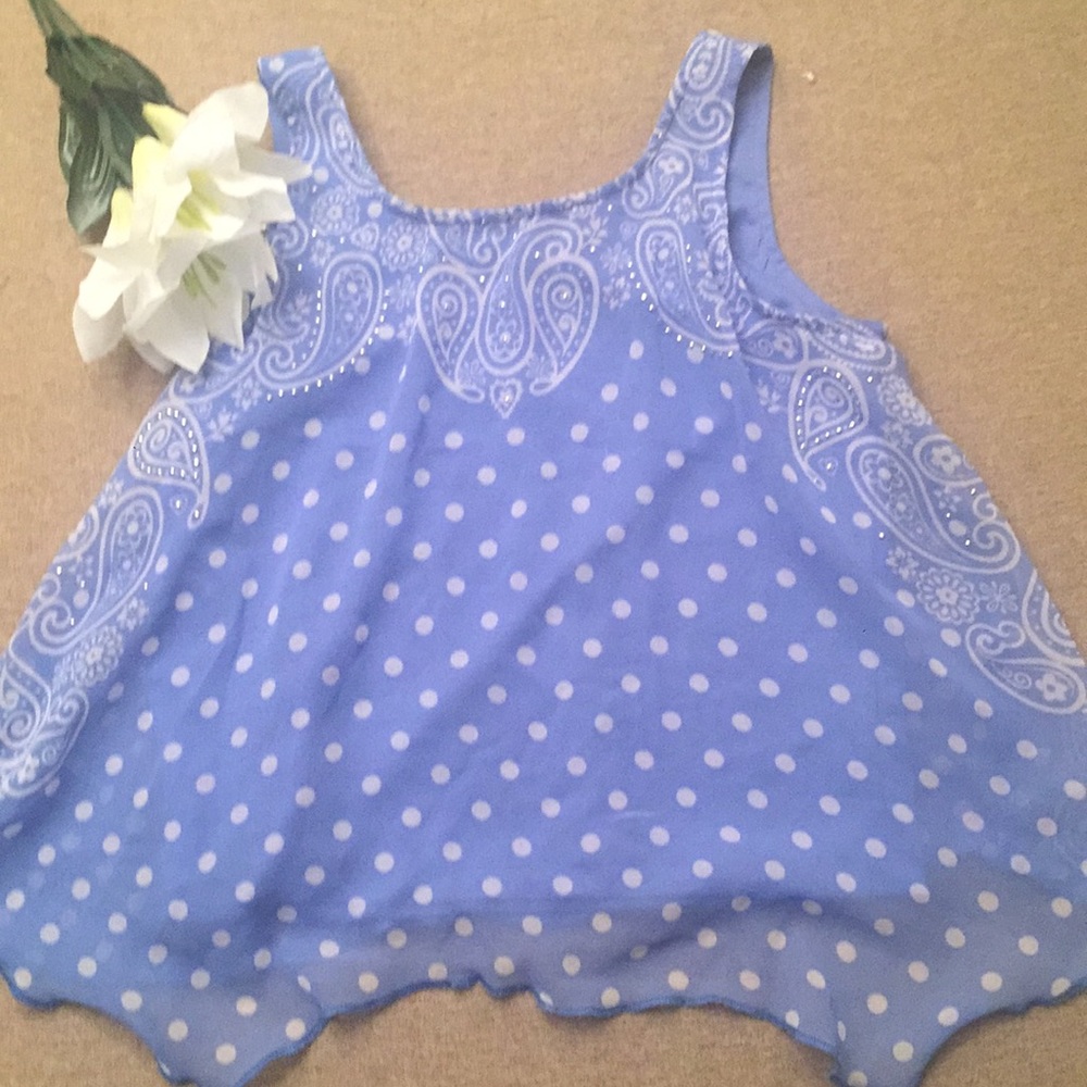 Justice Blue Tanktop with White polka dots